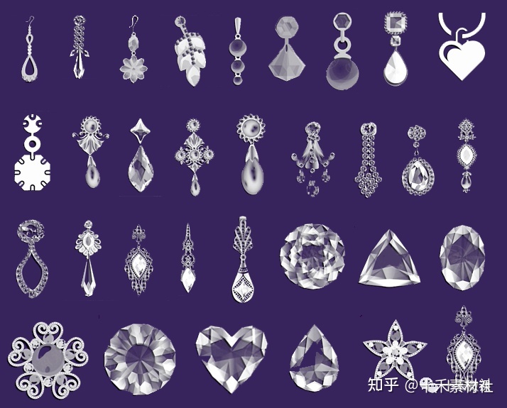 200多款珍珠钻石珠宝首饰笔刷,PS和procreate都有